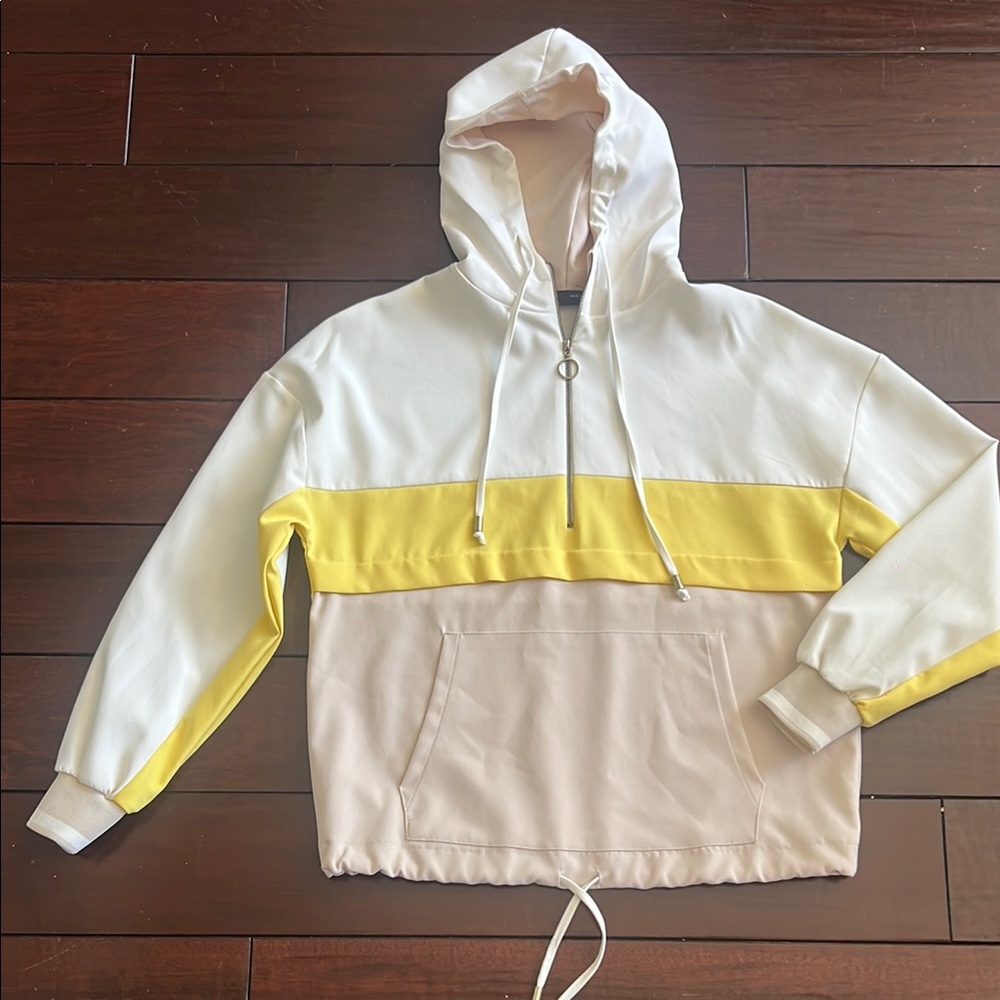 Zara Color-block Hooded Quarter-zip
